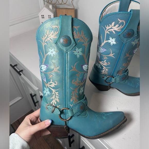Durango Women’s Turquoise Harness Western Boots 6.5M Floral Embroidered Cowgirl - Picture 6 of 8